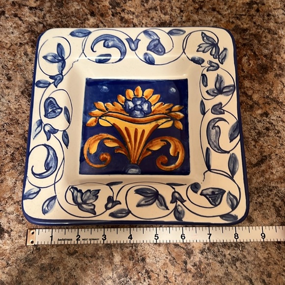 Beautiful handmade in Italy, ceramic Square serving plate. - Picture 5 of 6